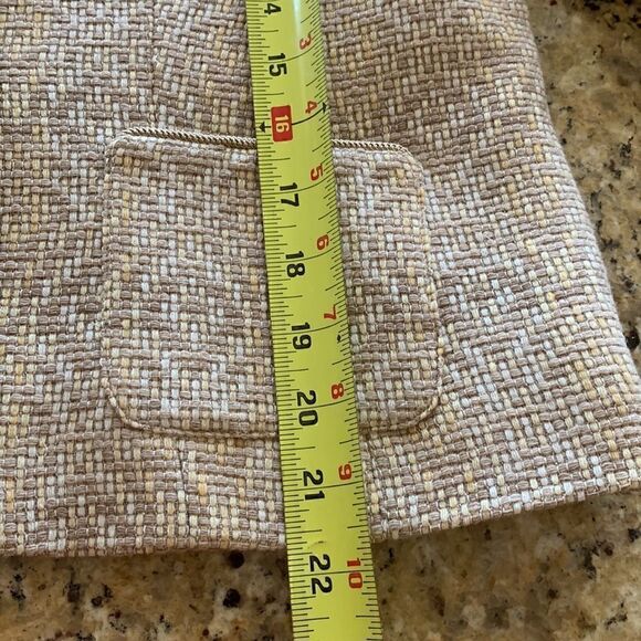 Pendleton Vintage Tan Virgin Wool Cropped Collarless Blazer Jacket women’s Sz 8 - Picture 7 of 9